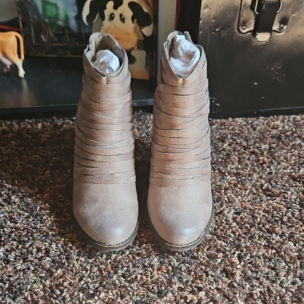Fergalicious Taupe Women's Ankle Booties - Stylish Ruched Design